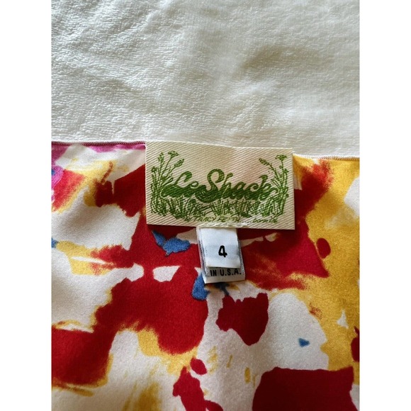 Le Shack By Tracy Feith Sz 4 100% Silk Watercolor Multicolor Print Top Blouse - Picture 11 of 12